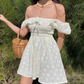 Beauty Women Dress Off the Shoulder Ruffle Summer Vacation Seaside Dress Teenage Girl Date Dress  D2266
