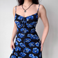 Retro Knee Length Dress Spaghetti Straps Floral Dress Women Vacation Seaside Date Dress D2275