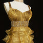 Elegant Short Prom Dress Spaghetti Straps Pleated Ruffle Evening Dress Gala Dress Birthday Outfits D2291
