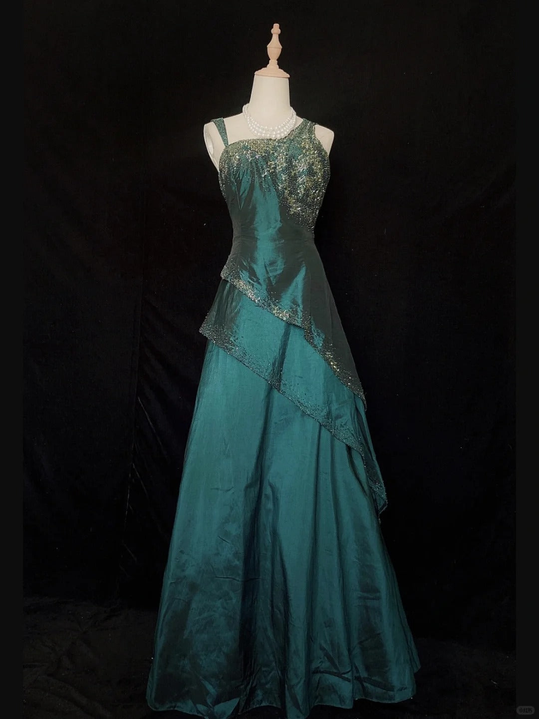 Formal Prom Dress Asymmetrical Straps Beading Tiered Evening Dress Gala Dress Business Dinner Dress D2292