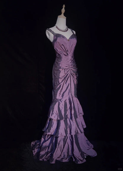 Elegant Prom Dress Spaghetti Straps Pleated Tiered Mermaid Dress Evening Dress Gala Dress D2293