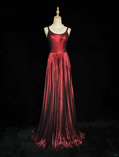 Charming Long Prom Dress Spaghetti Straps Backless Pleated Evening Dress Gala Dress Business Dinner Dress D2294