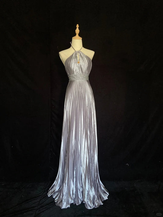 Elegant Long Prom Gown Halter Pleated Evening Dress Gala Dress Customized Party Dresses D2299