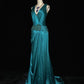 Gorgeous Prom Dress V-neck Pleated Beading Evening Dress Gala Dress Business Dinner Dress D2307