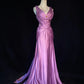 Elegant Prom Dress V-neck Pleated Long Evening Dress Business Dinner Dress Gala Dress D2308