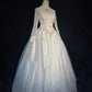 Elegant Wedding Dress Square Neck Pearl Wedding Dress Ball Gown Gala Dress Prom Dress D2311