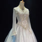Elegant Wedding Dress Square Neck Pearl Wedding Dress Ball Gown Gala Dress Prom Dress D2311