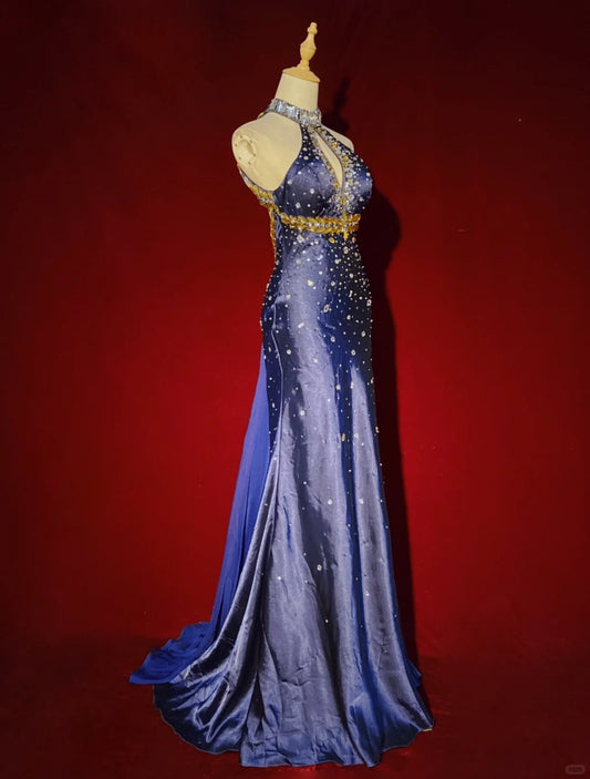 Sexy Prom Dress Halter Crystal Gala Dress Evening Dress Prom Gown Business Dinner Dress D2321