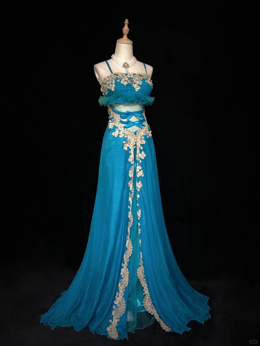 Pretty Prom Dress Spaghetti Straps Floor Length Gala Dress Evening Dress Business Dinner Dress  D2323