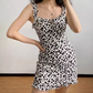 Sexy Summer Dress A Line Ruffle Leopard Print Short Skirt Women Teenage Girl Dress Date Dress Go Out Outfits D2329