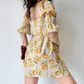 Retro Summer Dress A Line Square Neck Print Short Skirt Women Teenage Girl Dress Vacation Seaside Dress Date Dress  D2333