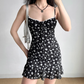 Sweet Summer Dress A Line Spaghetti Straps Print Short Skirt Women Teenage Girl Dress Date Dress  D2334