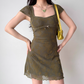 Pretty Summer Dress Square Neck Print Short Skirt Women Teenage Girl Dress Date Dress Every Day Dress  D2335
