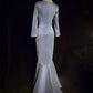 Shiny Prom Dress V-neck Long Sleeves Pleated Prom Gown Evening Dress Business Dinner Dress Gala Dress D2342