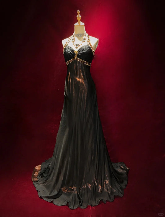 Charming Prom Dress Halter Crystal Long Prom Gown Evening Dress Business Dinner Dress Gala Dress  D2345