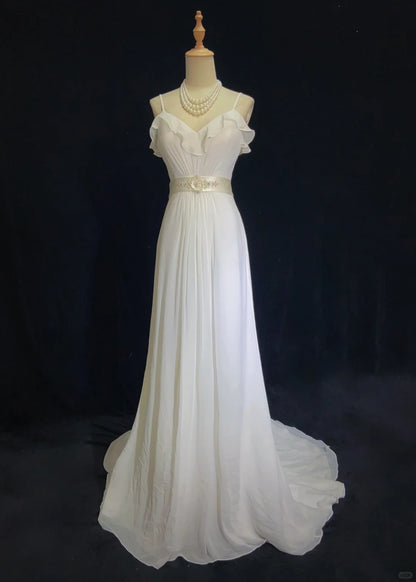 Elegant Prom Dress Spaghetti Straps Ruffle Long Prom Gown Evening Dress Business Dinner Dress Gala Dress   D2346