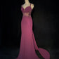 Gorgeous Prom Dress Spaghetti Straps Pleated Train Prom Gown Evening Dress Gala Dress Business Dinner Dress   D2348