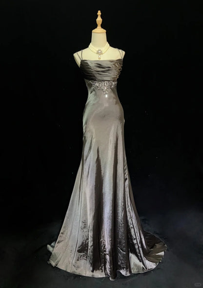 Pretty Prom Dress Spaghetti Straps Pleated Backless Prom Gown Evening Dress Gala Dress Business Dinner Dress   D2349