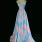 Sweet Prom Dress A Line V-neck Pleated Long Prom Gown Gala Dress Business Dinner Dress Evening Dress   D2351