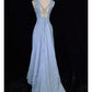 Shiny Prom Dress V-neck Backless Hi-lo Hem Prom Gown Gala Dress Business Dinner Dress Evening Dress   D2355