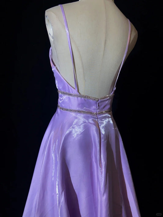 Elegant Prom Dress A Line V-neck Backless Crystal Prom Gown Gala Dress Business Dinner Dress Evening Dress  D2356