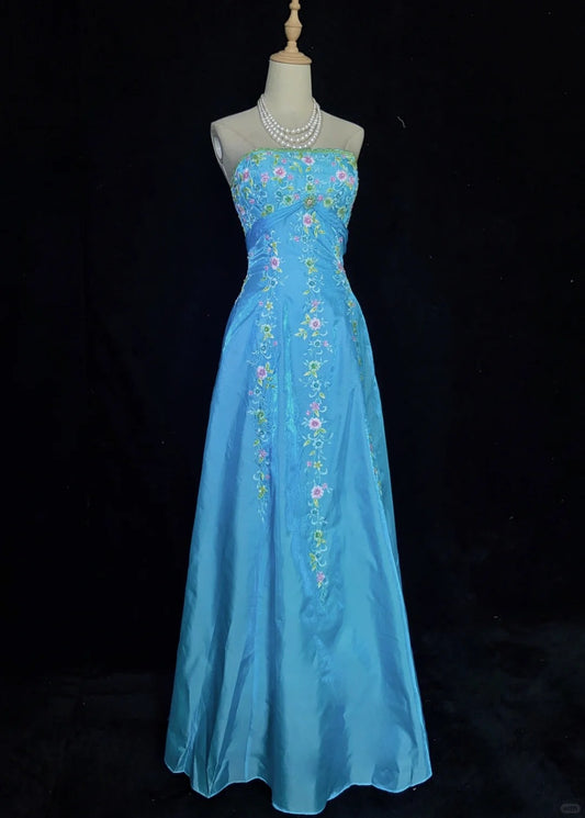Sweet Prom Dress A Line Strapless Embriodered Prom Gown Gala Dress Party Dress Evening Dress Princess Dress  D2358