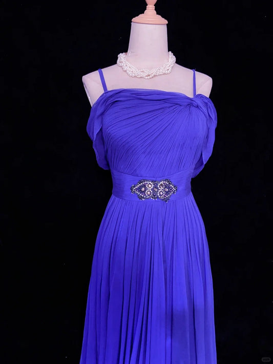 Beauty Prom Dress A Line Spaghetti Straps Pleated Prom Gown Business Dinner Dress Evening Dress Gala Dress  D2360