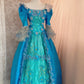 Elegant Ball Gown Square Neck Long Sleeves Ruffle Flower Prom Gown Evening Dress Gala Dress Princess Dress D2361