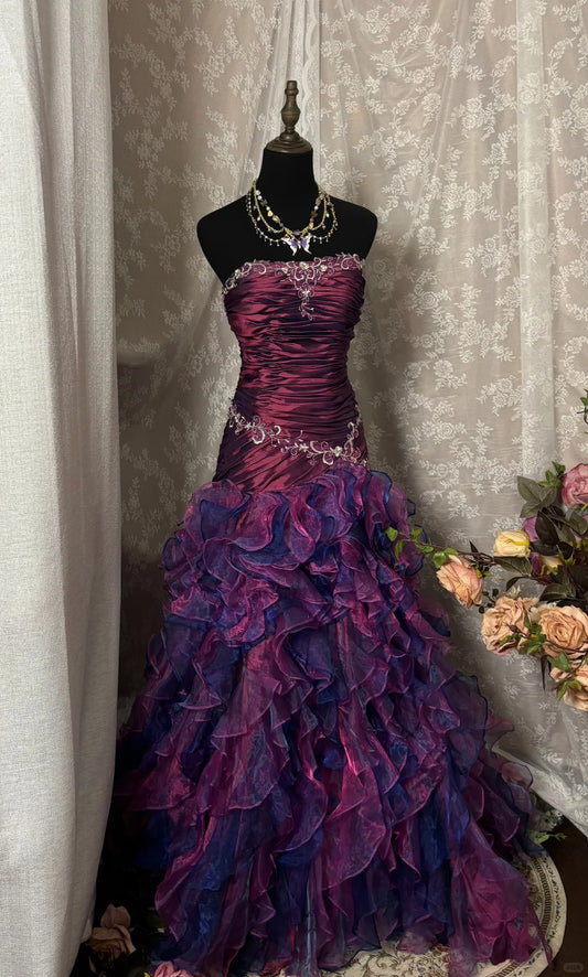 Sexy Prom Dress Strapless Ruffle Mermaid Prom Gown Evening Dress Gala Dress Party Dress    D2366