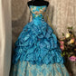 Elegant Ball Gown Strapless Pleated Flower Prom Dress Evening Dress Sweet 16 Dress Princess Dress  D2368