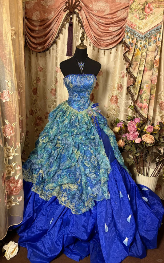 Stunning Prom Dress Strapless Pleated Ball Gown Evening Dress Birthday Dress     D2377