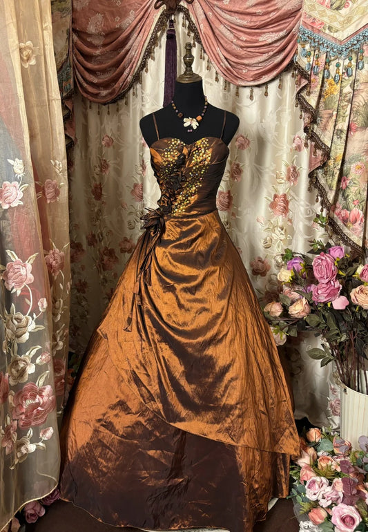 Beauty Prom Dress Spaghetti Straps Pleated Sequins Ball Gown Evening Dress Birthday Dress Quinceanera Dress   D2383
