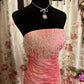 Sweet Prom Dress Strapless Pleated Mermaid Prom Gown Evening Dress Birthday Dress Business Dinner Dress   D2386
