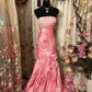 Sweet Prom Dress Strapless Pleated Mermaid Prom Gown Evening Dress Birthday Dress Business Dinner Dress   D2386