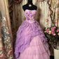 Sweet Prom Dress Strapless Flower Pleated Ball Gown Evening Dress Party Birthday Dress  D2391