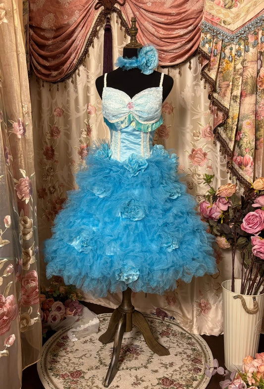 Sweet Homecoming Dress Spaghetti Straps Tulle Flower Short Prom Dress Evening Dress Birthday Dress Cocktail Dress  D2392