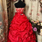 Pretty Prom Dress Strapless Embroidered Pleated Ball Gown Evening Dress Birthday Party Dress   D2398