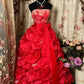 Pretty Prom Dress Strapless Embroidered Pleated Ball Gown Evening Dress Birthday Party Dress   D2398