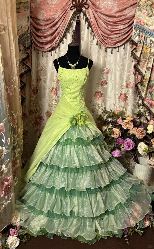 Cute Prom Dress Spaghetti Straps Pleated Tulle Ball Gown Evening Dress Birthday Party Dress  D2402