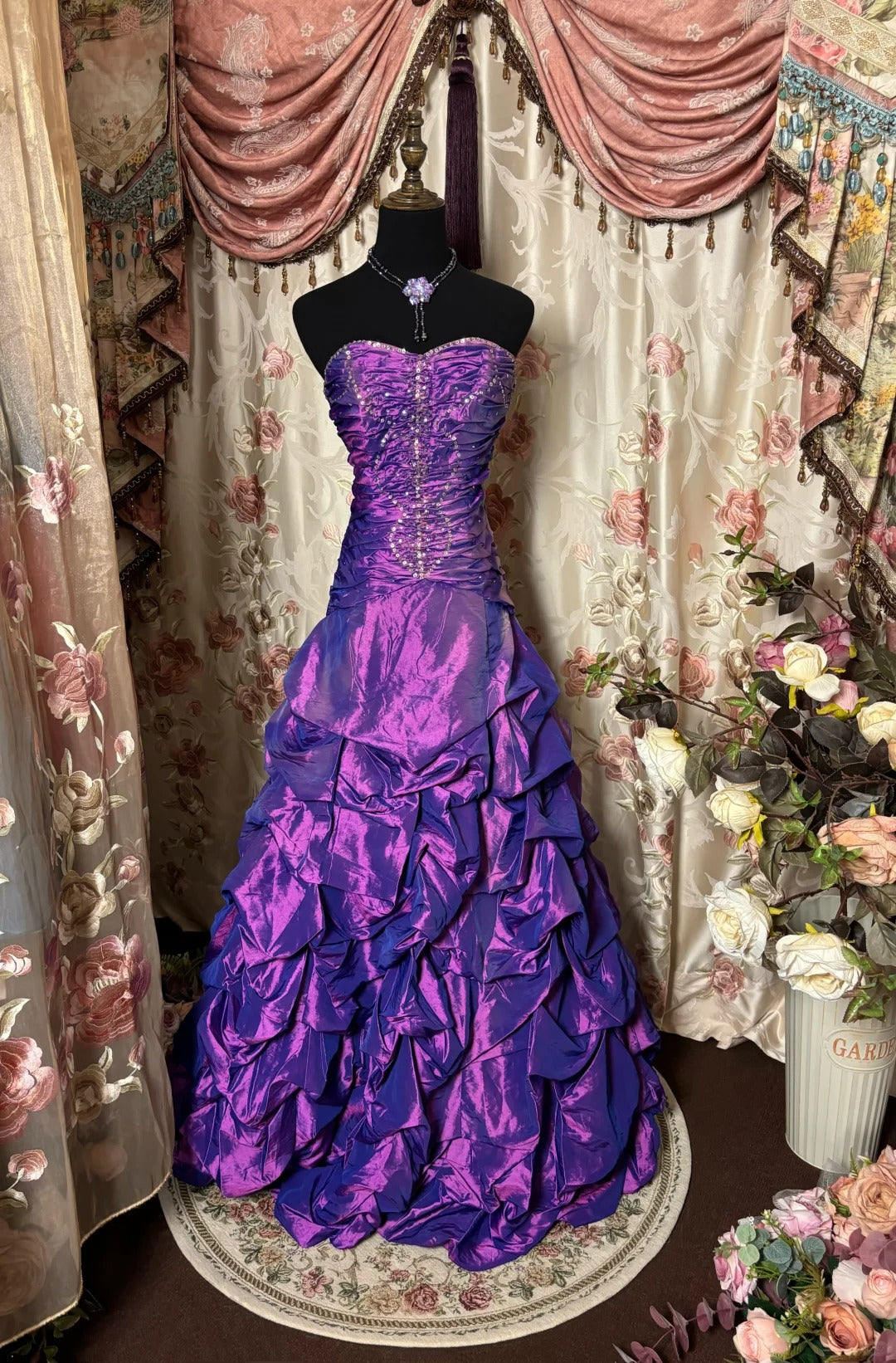 Charmante robe de bal en cœur plissée à paillettes, longue robe de soirée, robe de gala, robe de dîner d'affaires D2405