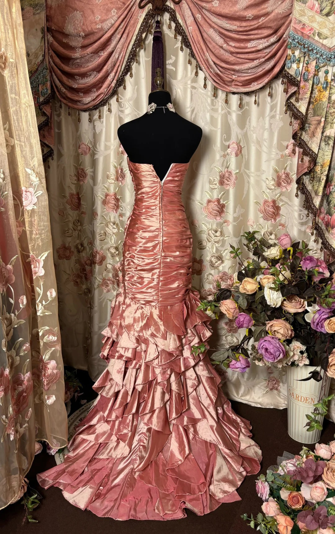 Superbe robe de bal bustier plissée longue robe de soirée robe de gala robe de dîner d'affaires D2406