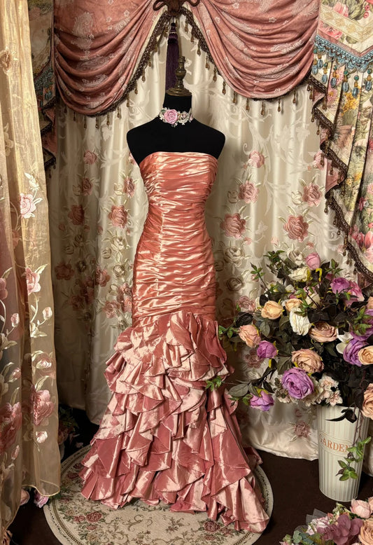 Superbe robe de bal bustier plissée longue robe de soirée robe de gala robe de dîner d'affaires D2406