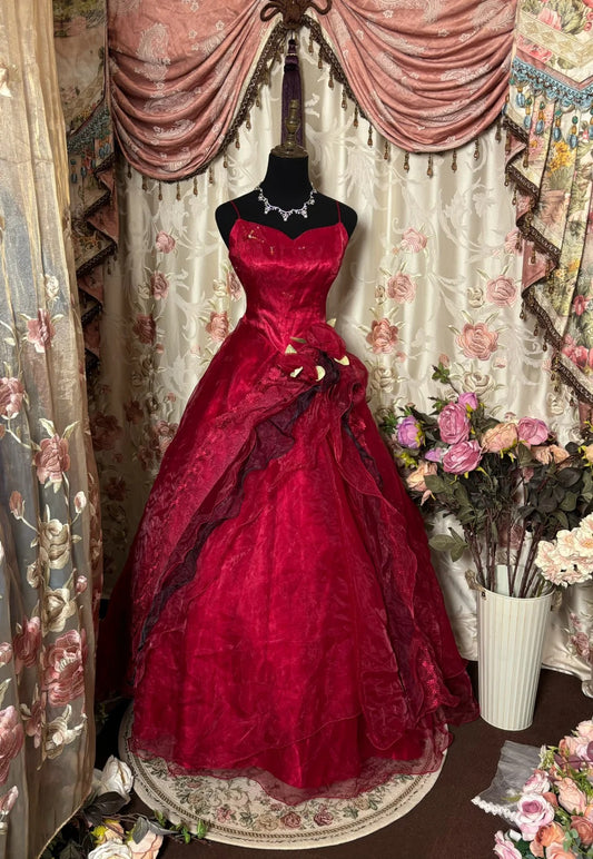 Charming Prom Dress Spaghetti Straps Ball Gown Evening Dress Birthday Party Dress  D2415
