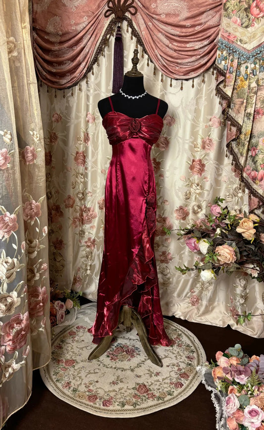 Elegant Prom Dress Spaghetti Straps Ruffle Prom Gown Evening Dress Birthday Party Dress  D2416