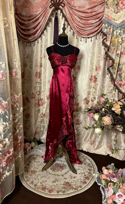 Elegant Prom Dress Spaghetti Straps Ruffle Prom Gown Evening Dress Birthday Party Dress  D2416
