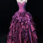 Charming Prom Dress Spaghetti Straps Pleated Ruffle Ball Gown Evening Dress Gala Dress   D2456