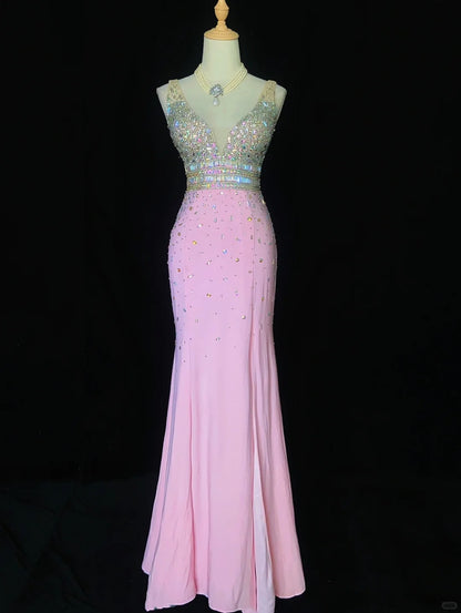 Robe de bal scintillante à bretelles spaghetti, style sirène, robe de soirée, robe de gala, robe de dîner d'affaires, D2420