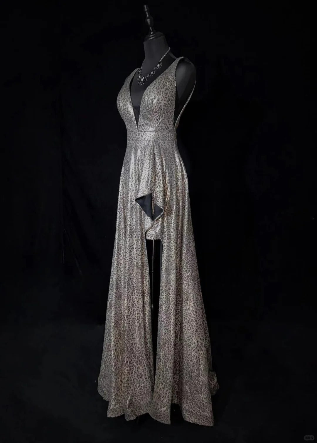 Robe de bal sexy à col en V et dos nu, imprimé léopard, longue, robe de soirée, robe de gala, robe de dîner d'affaires, D2429