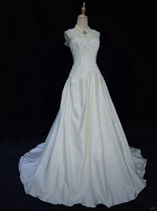 Elegant Wedding Dress A Line Floor Length Prom Dress Evening Dress Gala Dress Birthday Party Dress  D2430