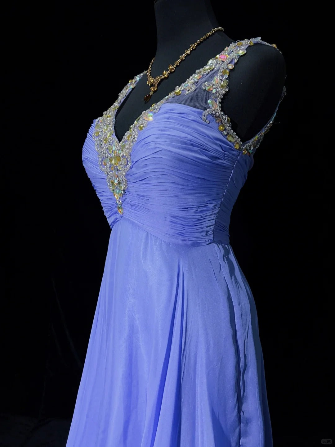 Superbe robe de bal trapèze à col en V et cristaux plissés, robe de soirée, robe de gala, robe de dîner d'affaires, D2438